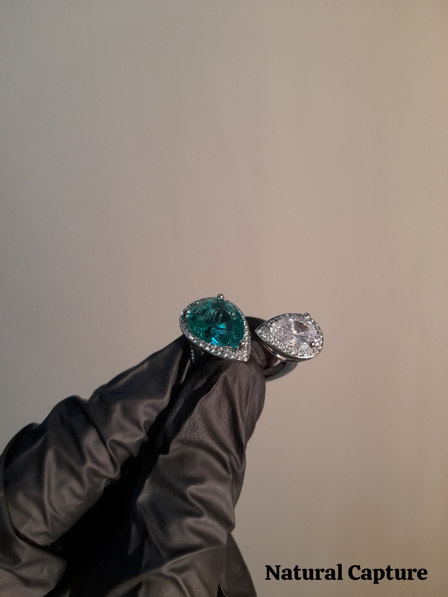 Double Tear Marine Emerald Ring